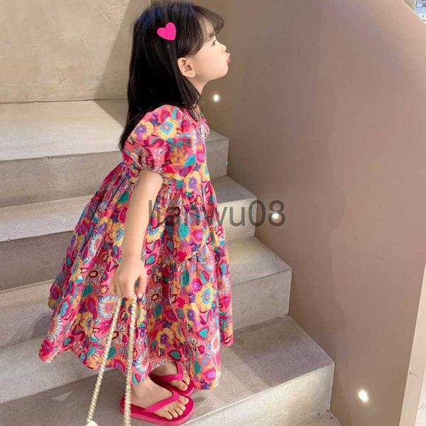 Abiti da ragazza Abito estivo floreale Lolita Bambino Grandi bambini Ragazze Vestito longuette casual Abiti per bambini Per adolescenti Party Princess Sundress x0806