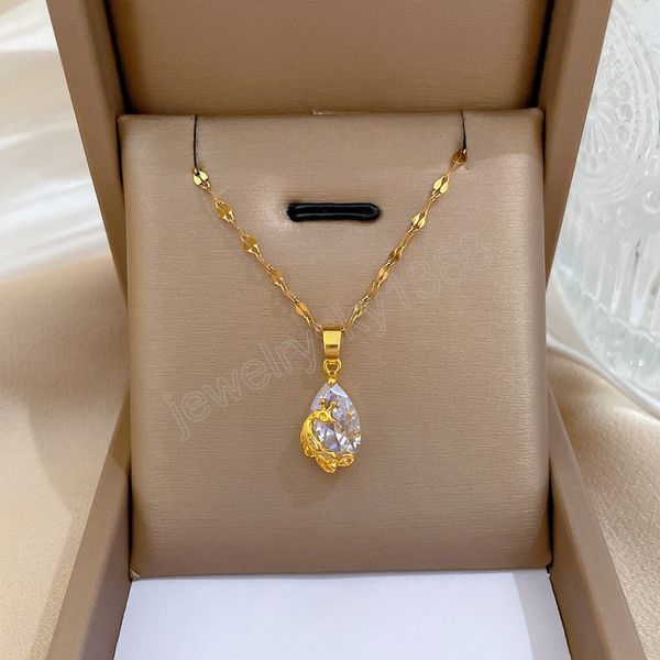 Collana di pavone di lusso alla moda con ciondolo a forma di goccia da donna squisita in cristallo con pendente a forma di animale, accessori per gioielli, regalo di anniversario