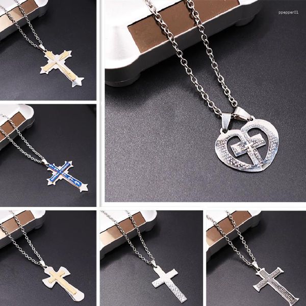 Anhänger Halsketten Vintage Katholischer St. Benedikt Exorzist Charm Bibel Kreuz Edelstahl Halskette DIY Christlicher Schmuck Handwerk Geschenk P977