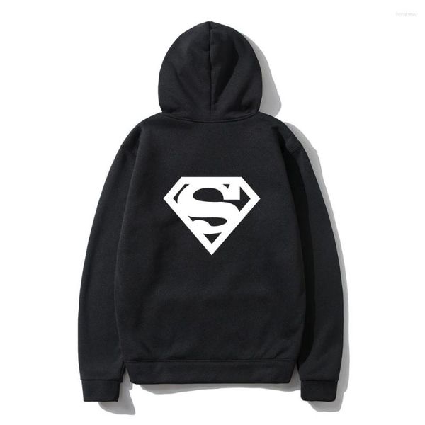 Felpe con cappuccio da uomo Fashion Super Man Felpa con cappuccio Uomo Donna Streetwear Hip Hop Pullover unisex Felpa Harajuku Autunno Ragazzi Ragazze Capispalla nero