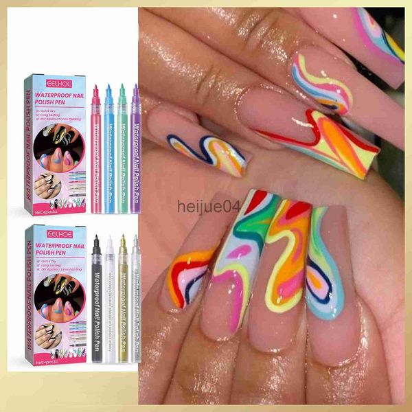 Esmalte UV DIY Nail Art Graffiti Caneta Preto Ouro Cor Gel Polish Design Dot Painting Caneta Delineador Pincel Ferramentas para Flores de Unhas x0806