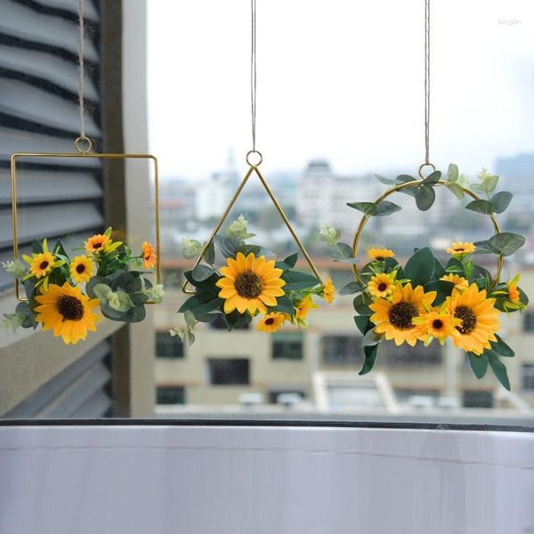 Dekorative Blumen Sonnenblumen Kranz Dekoration Hochzeit Dusche Schlafzimmer Home Party Dekor Balkon