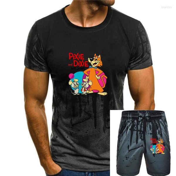 Erkeklerin Trailtsits Pixie ve Dixie Bay Jinx T Shirt 1970'in Cumartesi Sabah Karikatür Grafik Tee