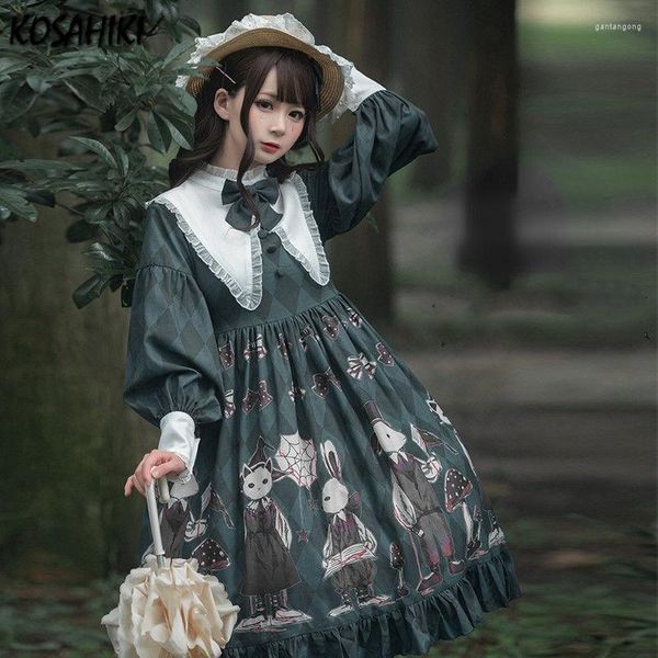 Abiti casual 2023 Lolita Dress Elegante Kawaii Animal Print Vintage Party Gothic Japanese Harajuku Cosplay Robe Vestido