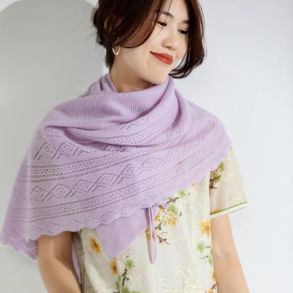 Accanlar moda ve modaya uygun kadınlar içi oyuk out shawl bilgisayar örgü 100 saf yün eşarp ince stil