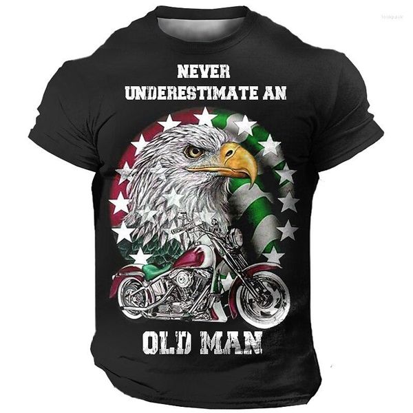 Erkek Tişörtleri Günlük Vintage T-Shirt Motosiklet Binicilik Giysileri 3D Kısa Kollu Tees Yaz Giysileri Sıradan Gömlek Klasik Biker Man Tops