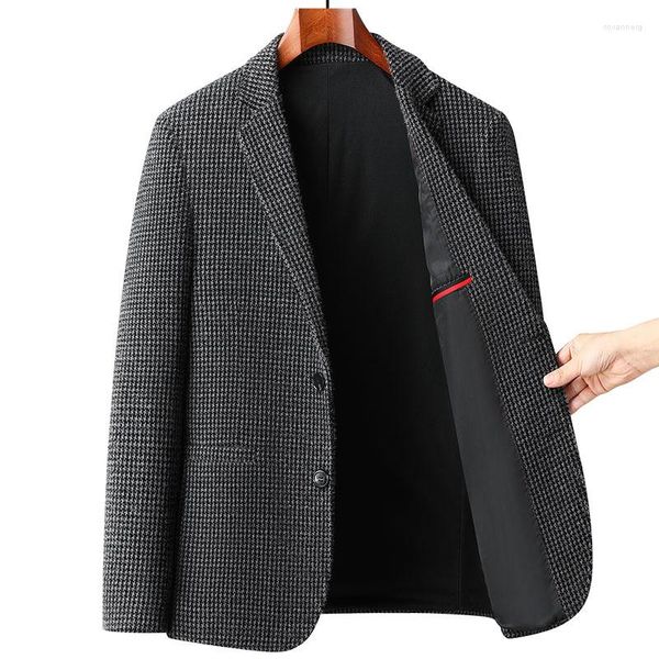 Ternos Masculinos Moda Outono Inverno Blazers Velvet Houndstooth Nylon Stretch Thickened Suit Casual Youth Slim Coat Outerwear Tops XXXXL