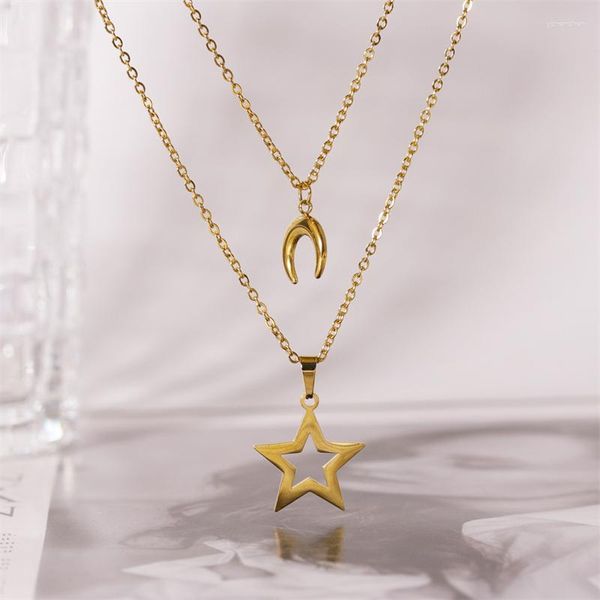 Подвесные ожерелья романтические девушки звезда луны колье из золотого серебра.