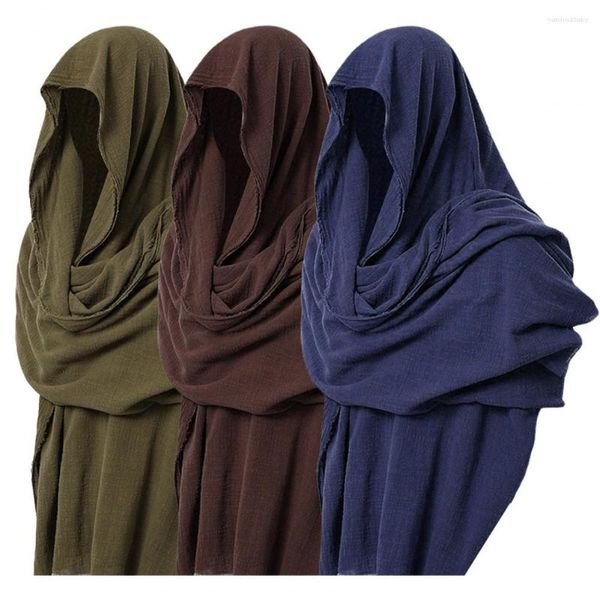 Шарфы винтажные мужчины шарф дышащий твердый цвет сохраните теплый весенний мужской капюшон. Средневековый костюм для банкета