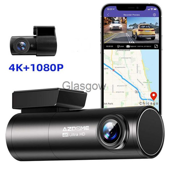 DVRs de carro AZDOME M300S Dash Cam 4K 500W DVR de carro frontal traseiro WIFI GPS gravador de vídeo câmera visão noturna controle de voz 24H monitor de estacionamento x0804 x0804