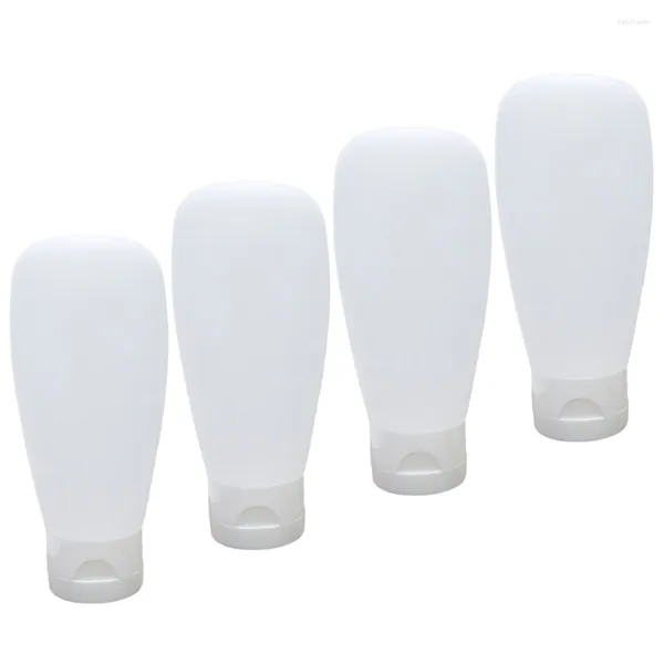 Frascos de armazenamento 4pcs 100ml Recipientes de tampa de plástico Suprimentos de loção de maquiagem para limpador (branco)