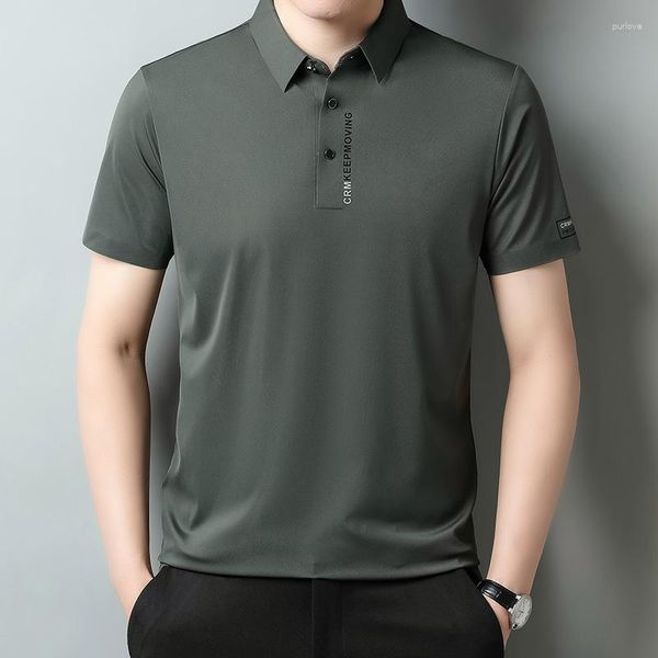 Мужские футболки Summer Business Высококачественный сплошной высококачественный высококачественный рубашка поло в рубашке с лаком