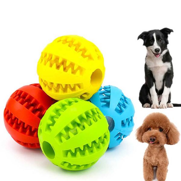 Palla Dog Treat Toy Divertente Interactive Elasticity Pet Chew Toy Cani Denti puliti Palline di cibo Gomma resistente 7cm 5cm