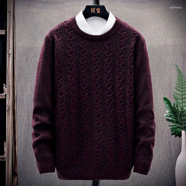 Männer Pullover Marke Mode Männer Oansatz Einfarbig Männlich Warme Gestrickte Pullover Schwarz Rot Blau Herbst Winter Kleidung Größe M-3XL