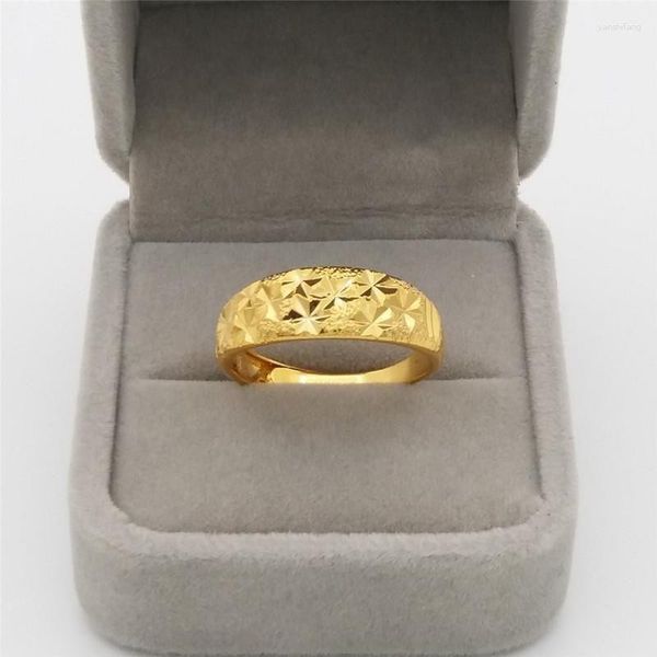 Cluster-Ringe, klassische reine Kopie, echtes 18 Karat Gelbgold 999 24 Karat, Paar für Männer und Frauen, verstellbarer Ehering, Schmuck, Geschenk, verblasst nie