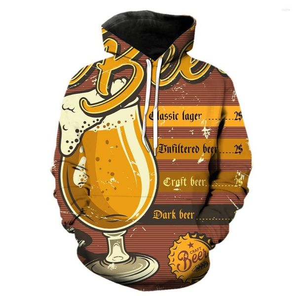 Felpe con cappuccio da uomo Stile europeo Beer Festival Stampa 3D 2023 Top Ragazzi Manica lunga Cool Streetwear Unisex Moda divertente