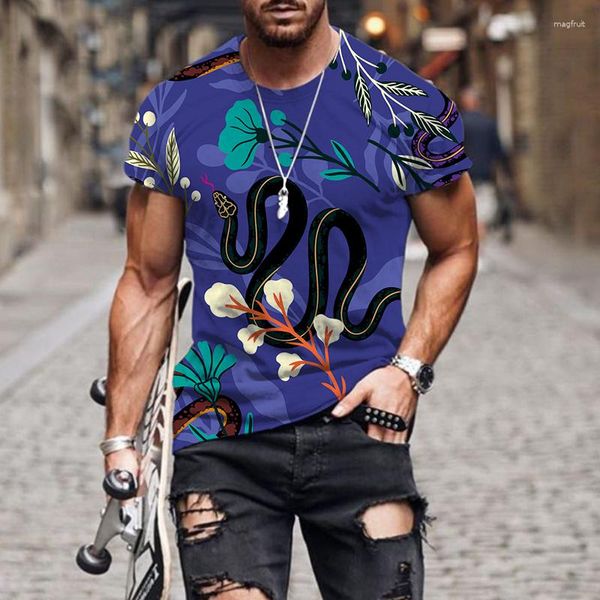 Magliette da uomo Abbigliamento Cartoon Snake Pattern Maniche corte traspiranti Estate Stampa 3d T-shirt per uomo Divertente Casual Abbigliamento da uomo Top