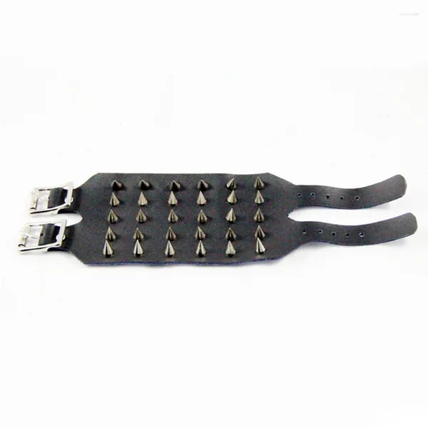 Braccialetti con ciondoli stile punk in ottone con borchie cinturino da polso gioielli per uso decorativo (nero)