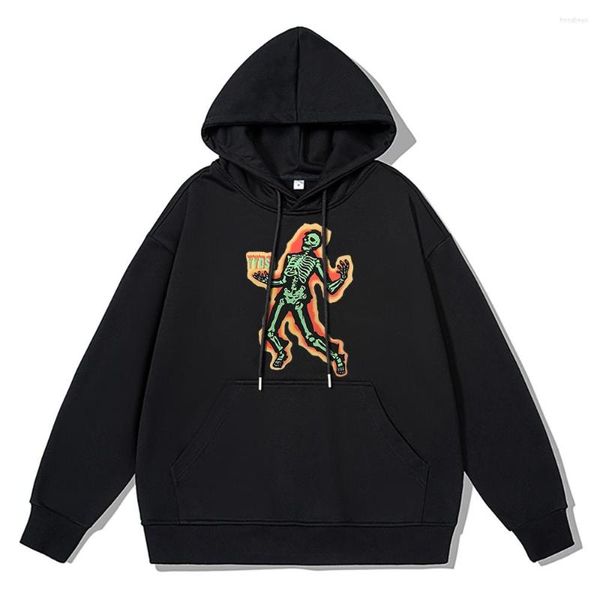 Erkek Hoodies Street Y2K Kafatası Sanatsal Baskılı Pamuk Hoodie Erkek Kalite Kalın Kalın Kapüşonlu Moda Kış Sıcak Polar