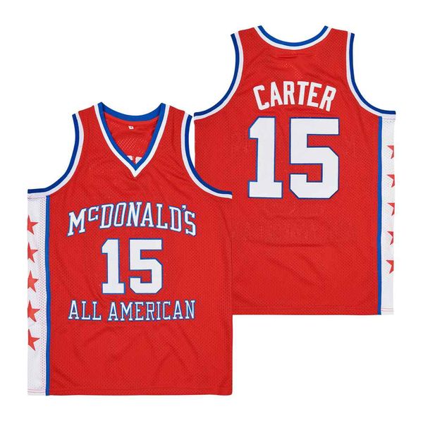 15 Vince Carter MCDONALDS All American Basketball Jersey Rosso Taglia S-XXL