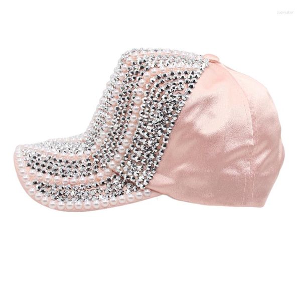 Berretti da baseball di lusso strass perla paillettes berretto da baseball da donna personalità snapback colorato cappello hip-hop da strada in cotone Bling Lady