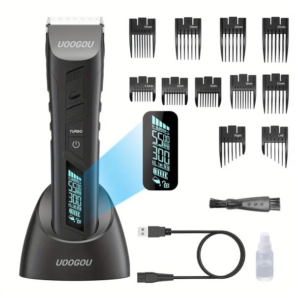 Máquina de cortar cabelo elétrica para homens Máquina de cortar cabelo profissional Aparador de barba Recarregável sem fio Máquina de corte de cabelo com 11 pentes guia, suporte de carregamento, 38 comprimento de corte