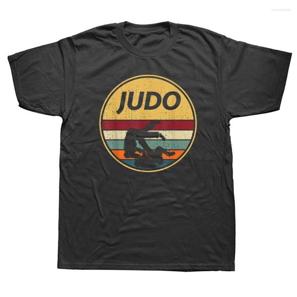 Camisetas Masculinas Retro Judo Fighter Vintage Graphic Algodão Streetwear Manga Curta Presentes de Aniversário Estilo de Verão T-shirt Roupas Masculinas