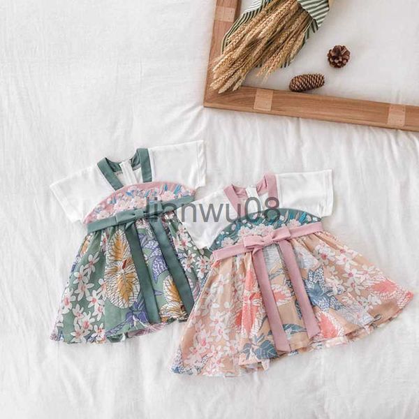 Vestidos para meninas Vestido de verão Hanfu para meninas Estilo chinês Traje antigo infantil Vestido Tang melhorado para meninas Roupa íntima estilo antigo x0806