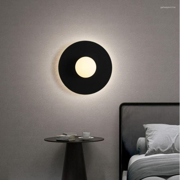 Lampada da parete Nordic Modern Wabi-sabi Camera da letto Soggiorno Sconce Decorazione rotonda Illuminazione a LED Corridoio Corridoio Design Plafoniera