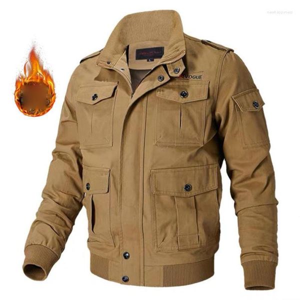 Мужские куртки мужчины толстые зимние военные куртки шерстяная подставка для воротничков армия патчи человек плюс размеры карманы для грузовой одежды 2023