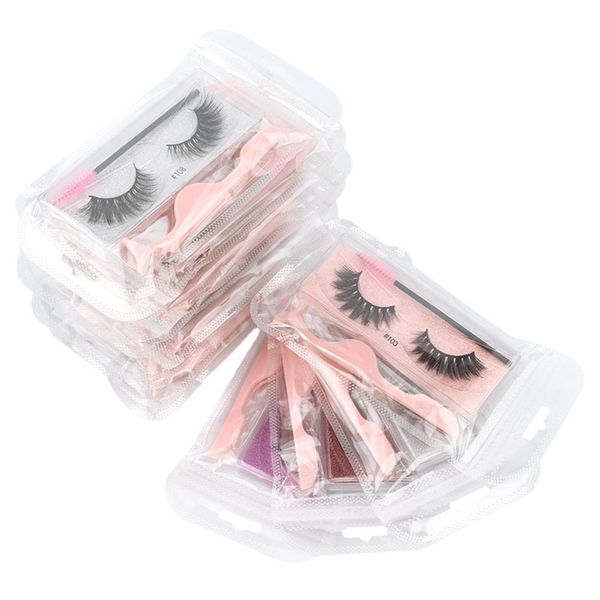 10 Paare/los Faux Nerz Wimpern Flauschige Dramatische Wispy Falsche Falschen Wimpern Kreuz Wimpern Verlängerung Mit Clip Pinsel Kit Natürliche Weiche 3D Wimpern Make-Up E468