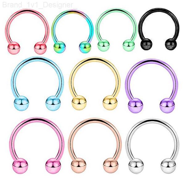 Anéis de nariz Studs atacado 11 cores stee inoxidável Anel de nariz em ferradura Clip BCR Septum Lip Piercing de aço inoxidável Falso Nose Rings Hoop Para W L230806