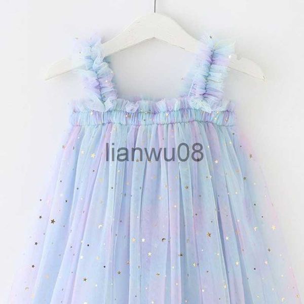 Kızın Elbiseler Bebek Kız Gökkuşağı Elbise Doğum Günü Strap Elbise Toddler Kız Giysileri Yaz Prenses Prenses Mesh Tutu Elbiseler Çocuk Partisi Kostüm X0806