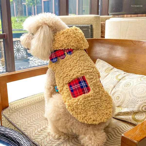 Abbigliamento per cani Peluche Morbido Cappotto di alce Caldo addensato Vestiti per animali domestici Inverno Carino Casual Maglione con cappuccio per cuccioli con ali Costume per cani di taglia piccola e media