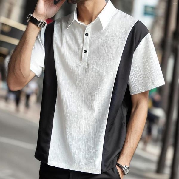 Magliette da uomo Summer Colour Match Button Down Manica corta Casual Outdoor Tennis Abiti larghi Camisa con stampa 3D