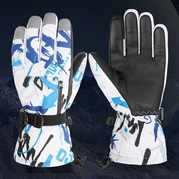 Fünf Finger Handschuhe Winter Warme Snowboard Ski Handschuhe Wasserdicht Männer Frauen Schnee Fäustlinge Skifahren Schneemobil Motorrad Kinder Drucken Touch Telefon 2023 L230804