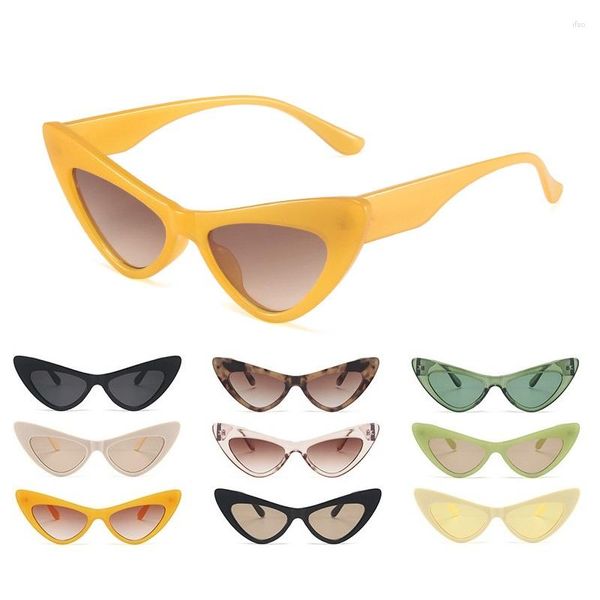 Óculos de sol elegante olho de gato pequeno funky proteção UV400 moda triangular adorável óculos de sol para homens mulheres meninas viagem festa diariamente
