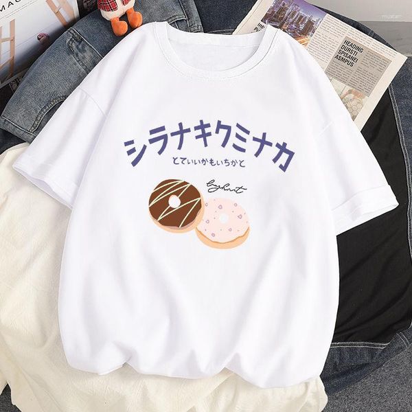 Camisetas Masculinas Donut Estampadas Engraçadas Homens Mulheres Hip Hop Gráfico Camiseta Manga Curta Verão O-pescoço Camisetas Pretas Unissex