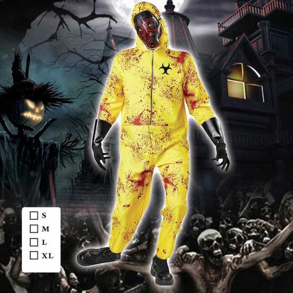 Thema Kostüm Halloween Scary Bloody Cosplay kommt Strahlenschutz Outfits Karneval Party Anzug Overall Gasmaske Zombie Langarm L230804