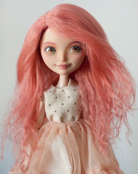Dolls Mohair Doll Wig Coral Pink Middle Parting for Monster HighEver AfterPukipukiLiccaObitsuAzoneBarbie 230804