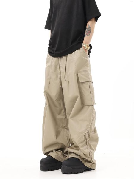 Herrenhose Y2K Vintage American Plissee Dehnbare Füße Loose Cargo Hip Hop Everything Wide Leg Mop Street Slacks Herren Unisex Style