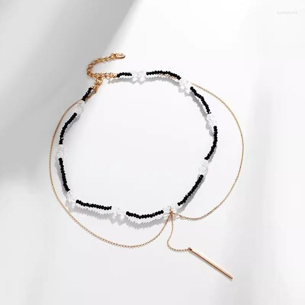 Ketten Damen-Kragen-Halskette mit Kristallen aus Österreich für Damen-Party, trendige Perlen-Designer-Anhänger-Halsketten, Bijoux-Geschenk