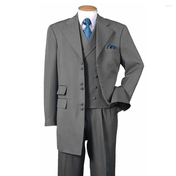 Мужские костюмы высококлассная модная серая лацка для одиночного костюма Slim Fit Business Casual Wedding Tailcoat 3 шт.