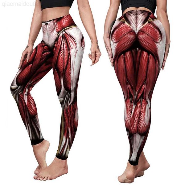 Traje Tema Halloween Engraçado Muscle Leggings Mulheres Fitness Calças Roupas de Festa de Carnaval Magro Sexy Cosplay Come Leggins L230804