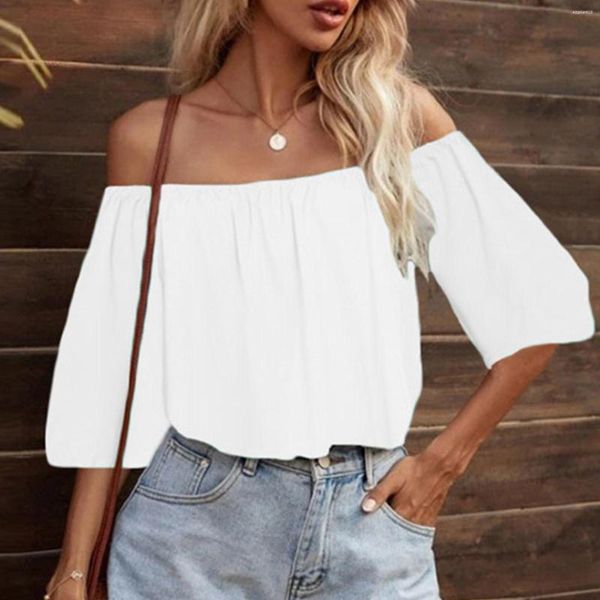 Frauen Blusen Mode Sommer Bluse Off Schulter Frau Flare Hülse Rüschen Blusa Chiffon Party Liebsten Tops Weibliche