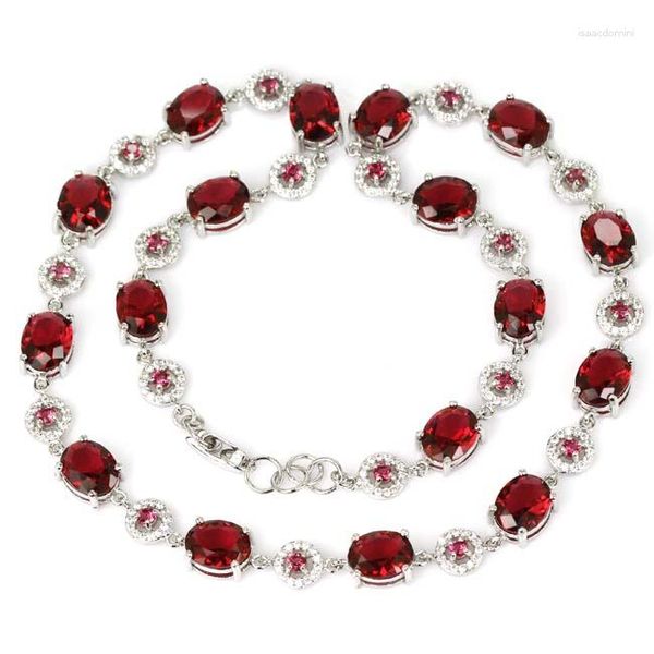 Catene 925 CATENA COLLANA IN ARGENTO STERLING SOLIDO Rubino rosso Blu intenso Tanzanite viola Topazio svizzero Bianco CZ Abbigliamento quotidiano