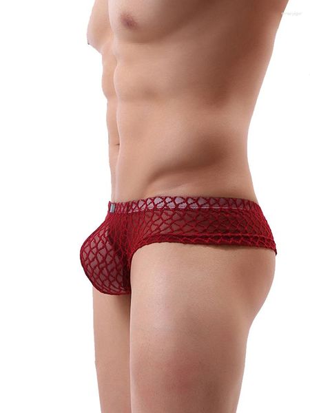 Cueca Masculina Lingerie Erótica Sexy Renda Transparente Perspectiva Mesh Bojo Bolsa Calzoncillo Hombre Boxerpara Sous Vetement Homme Boxer