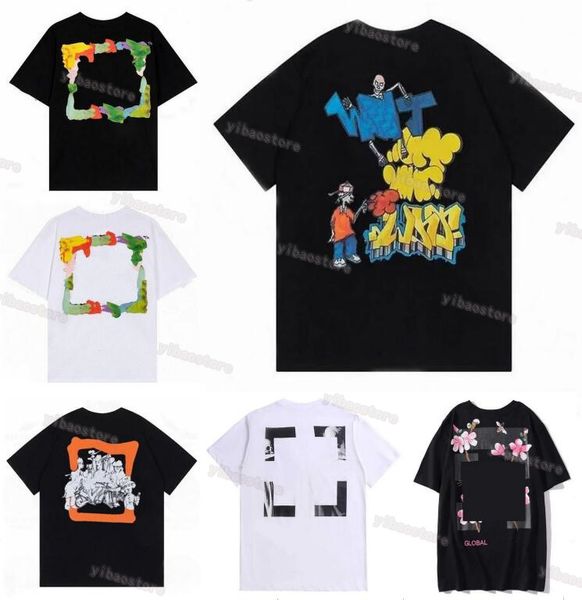 Herren T-Shirts Off T-Shirts Offs Weiß Gelb Warnstreifen Druck Student Paar Lose Kurzarm T-Shirt Mode Gedruckt Buchstabe x auf der Rückseite Hip Hop T-Shirts