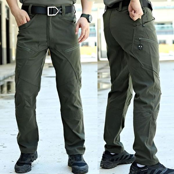 Calças masculinas táticas masculinas de treinamento do exército multibolso slim fit cargo joggers ao ar livre à prova d'água elástico Ripstop SWAT militar