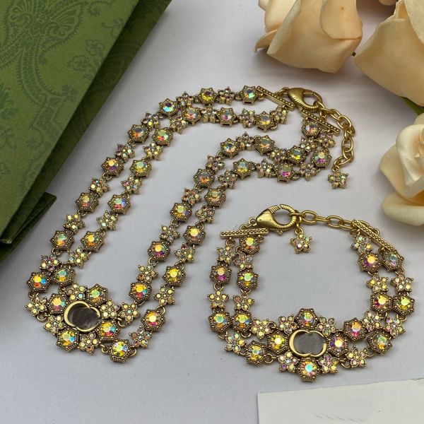 Лазерная мода дофаминовая букминовая остекление красочное бриллиантовое цветок с двойным слоем шеи ожерелье браслет кольцо Серьговое кольцо Персонализированные украшения свадебные подарки CGS16 --002